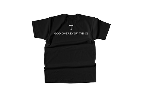 Black Sanctum Core Tee back design God Over Everything cross minimal streetwear t-shirt